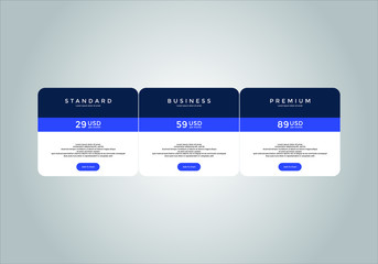 set of pricing table, order, box, button, list for web