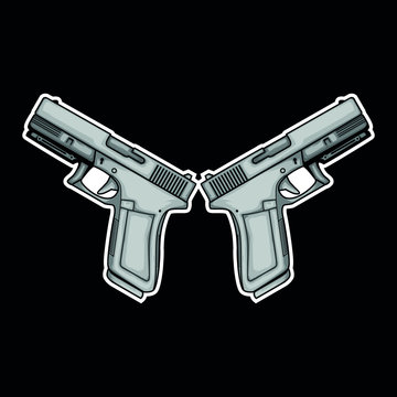 gun on black background, glock gun vector illustration
