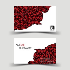 Red business card design. With inspiration from the abstract. Two sided  on the gray background. Vector illustration.