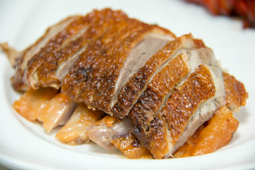  close up of slice roasted duck