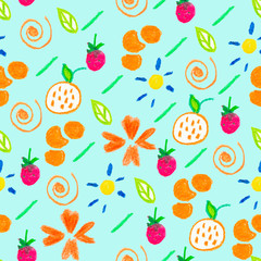 Seamless pattern as children's drawing wax crayons
