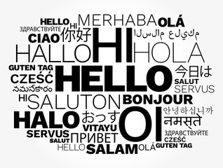 Hello word cloud in different languages © Anna