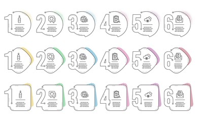 Fototapeta premium World medicine, Wine bottle and Credit card line icons set. Infographic timeline. Snow weather, Cooking hat and Search analysis signs. Online medicine, Cabernet sauvignon, Mail. Snowflake. Vector