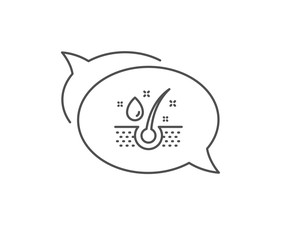 Serum oil drop line icon. Chat bubble design. Hair care sign. Outline concept. Thin line serum oil icon. Vector