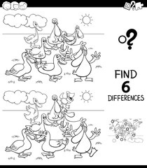 differences color book with ducks animal characters