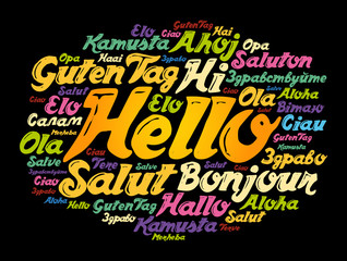 Fototapeta premium Hello word cloud in different languages of the world, background concept