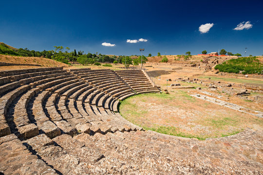 Panoramic view of the Greek archaeological site of Morgantina, in the interior of Sicily in Italy.