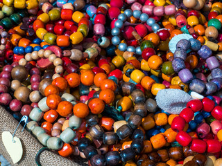 Wooden bracelets of various colors, Spancirfest 2019