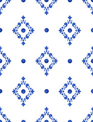 Watercolor delft blue pattern - 286138493