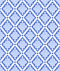 Watercolor blue tile seamless pattern - 286138620