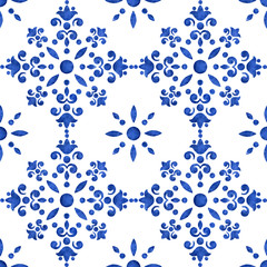 Blue watercolor filigree pattern - 286138649