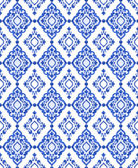 Watercolor blue tile seamless pattern - 286138662