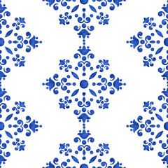 Blue watercolor filigree pattern - 286138694