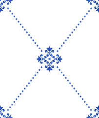 Watercolor blue lattice pattern - 286138819