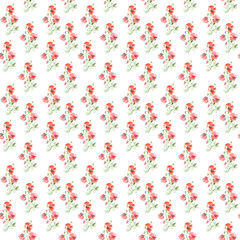 Watercolor Poppy flowers floral seamless pattern. On white background. Surface design for interior decoration, textile printing, printed issues, invitation cards