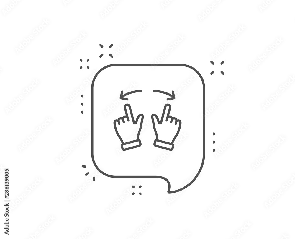 Poster move gesture line icon. chat bubble design. slide arrow sign. swipe action symbol. outline concept. 