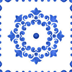 Blue watercolor mosaic pattern - 286139045