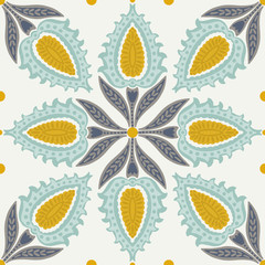 Folk tulips seamless pattern - 286139080