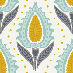Folk tulips seamless pattern - 286139095