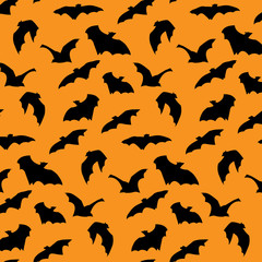  Flying Bat silhouette Halloween seamless pattern