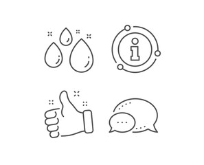 Water drop line icon. Chat bubble, info sign elements. Clean aqua sign. Liquid symbol. Linear water drop outline icon. Information bubble. Vector
