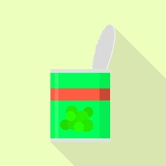 Peas tin can icon. Flat illustration of peas tin can vector icon for web design