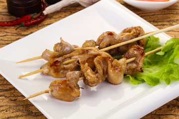 Chicken skin skewer