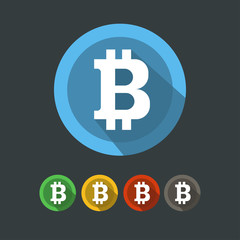 Bitcoin symbol. Bitcoin round icons set. Vector illustration.