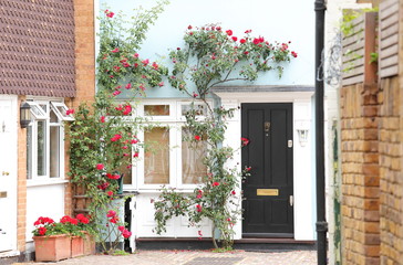 Fototapeta na wymiar Notting Hill street cute house cityscape London UK