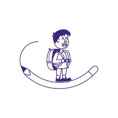 cute little student boy with pencil