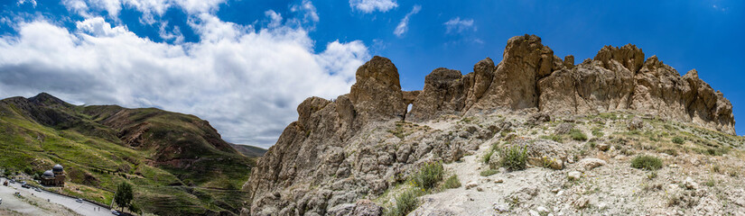 Dogubayazıt, Turkey, Middle East: panoramic and breathtaking view of the footpath up to the rocks beside the ancient castle of Old Beyazit, near the Ishak Pasha Palace and Eski Bayezid Cami mosque