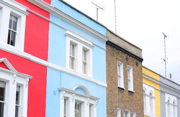 Fototapeta na wymiar Notting Hill street colourful house cityscape London UK