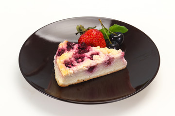 Cheesecake with cherry served strawberry
