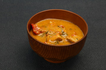 Traditional thai curry chicken soup