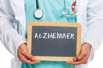 Arzt Doktor Alzheimer Vorsorge krank Krankheit gesund Gesundheit Schiefertafel