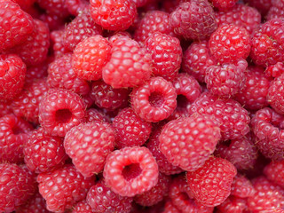 raspberries close up. Macro Photo food raspberry berry. Texture background ripe pink raspberry berry. Image food product berry raspberry