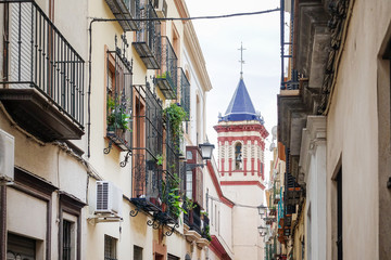 Antique building view in Old Town Sevilla, Spain