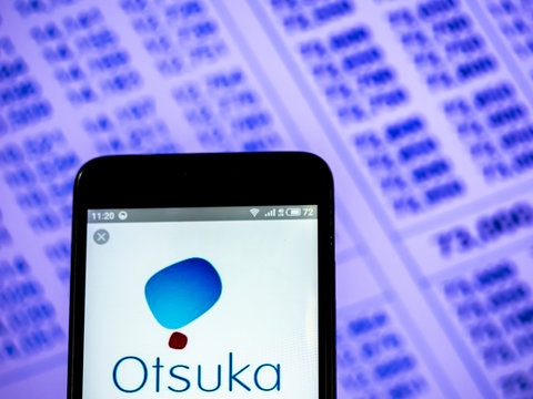  Kiev, Ukraine, March 15, 2019, illustrative editorial. Otsuka Pharmaceutical Co., Ltd. company logo seen displayed on smart phone.
