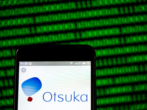  Kiev, Ukraine, March 15, 2019, illustrative editorial. Otsuka Pharmaceutical Co., Ltd. company logo seen displayed on smart phone.