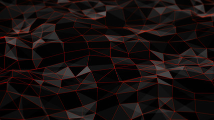 Abstract polygonal space. Connection dots and lines structure. Digital background. Triangular business wallpaper. 3d