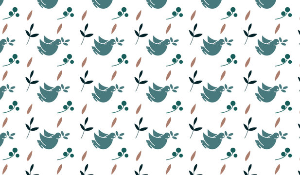 Seamless pattern design with birds and leaves for textile print