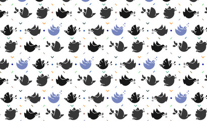 Beautiful pattern with peace doves and flowers