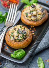 Homemade baked stuffed mushrooms.