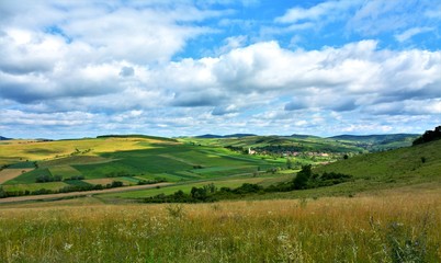 A beautiful rural landscape in Transylvania. Village of Hodosa Mures county - Romania
