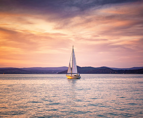 Plakat Sailboat on lake Balaton in summer