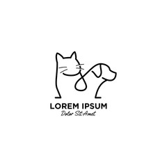 dog cat pet care outline line art monoline logo vector icon