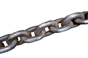 Old Steel Log Chain Isolated on White