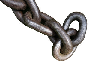 Old Steel Log Chain Isolated on White