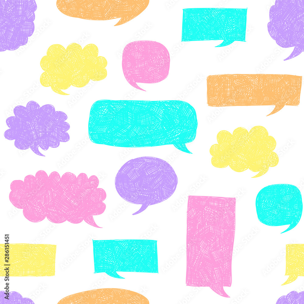 Aufkleber speech bubbles pattern. message frames. doodles background. scribble frames. sketch. hand drawn effe