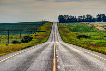 Rural highways in the Alberta countryside